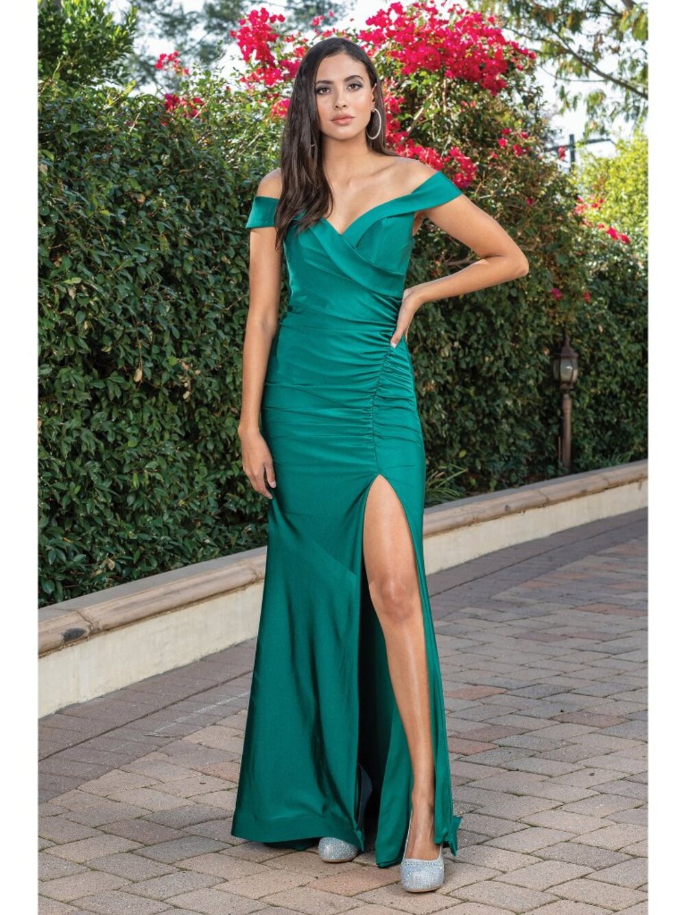 NEW HUNTER-GREEN Evening Gown Floor Length Formal Elegant Stunning 4278 - Picture 2 of 3
